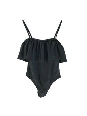 Sugar Coast by Lolli Swim One Piece Swimsuit Ruffle Stretch Black Size S